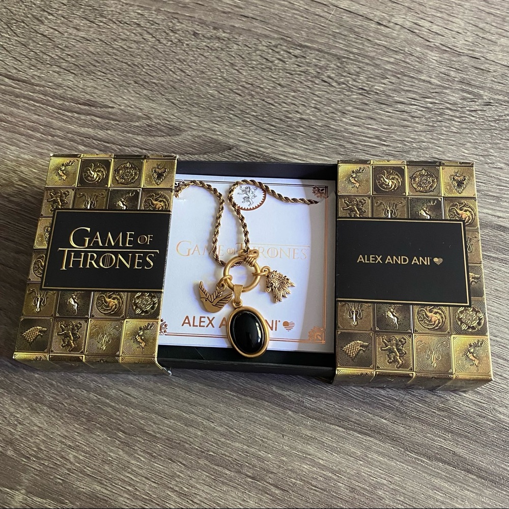 Alex and Ani Game of Thrones House Lannister Black Onyx Charm Necklace